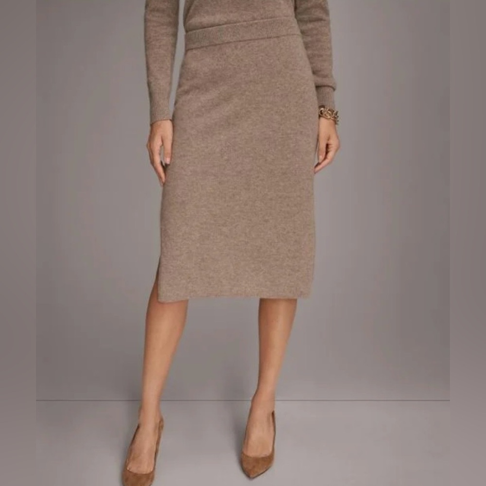 New Donna Karan Brown Pencil Skirt cashmere size L - Picture 7 of 15